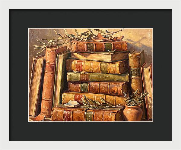 Stacked Books In Mediterranean Light