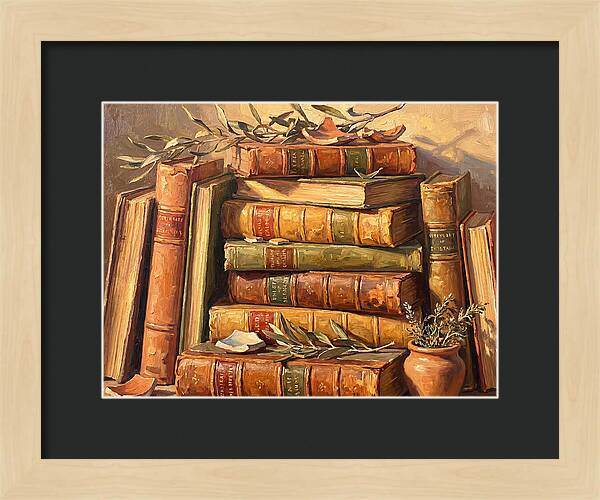 Stacked Books In Mediterranean Light
