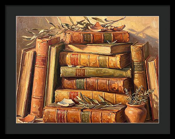 Stacked Books In Mediterranean Light