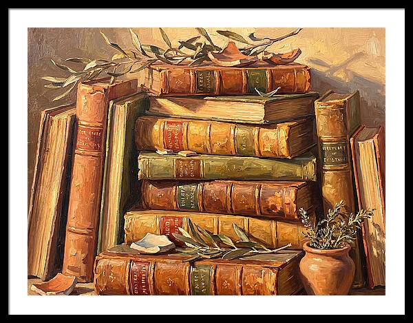 Stacked Books In Mediterranean Light