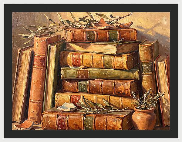 Stacked Books In Mediterranean Light