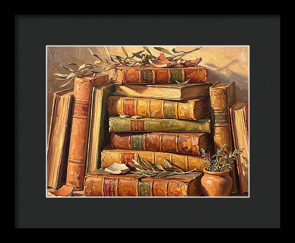 Stacked Books In Mediterranean Light