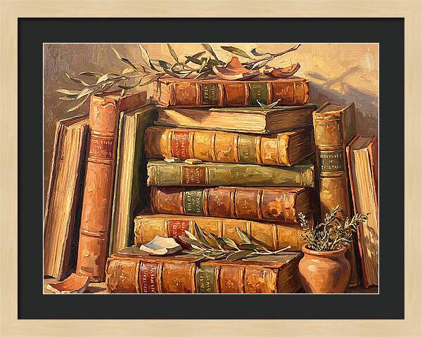 Stacked Books In Mediterranean Light