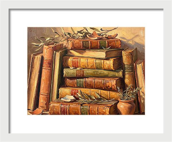Stacked Books In Mediterranean Light