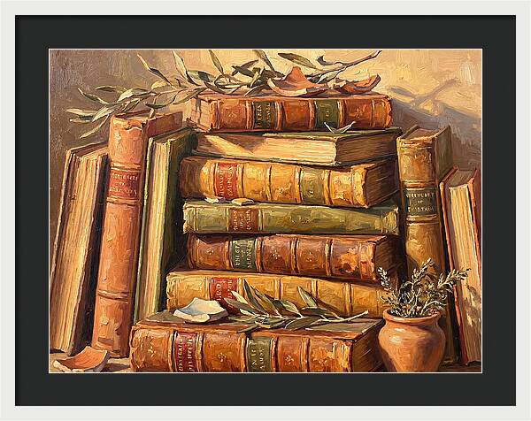 Stacked Books In Mediterranean Light