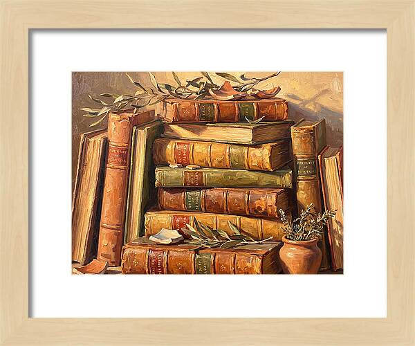 Stacked Books In Mediterranean Light