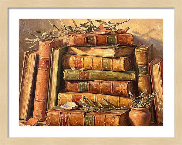 Stacked Books In Mediterranean Light