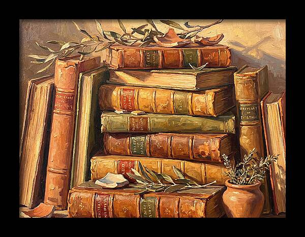 Stacked Books In Mediterranean Light