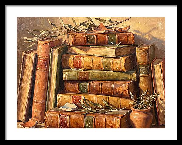 Stacked Books In Mediterranean Light