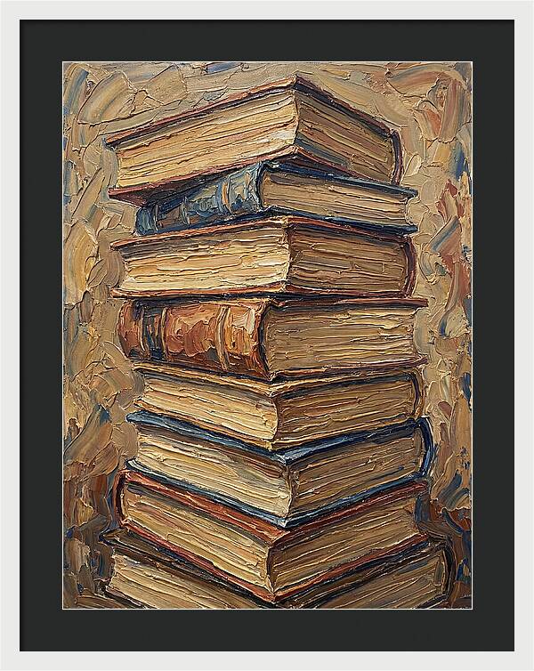 Stacked Books In Texture