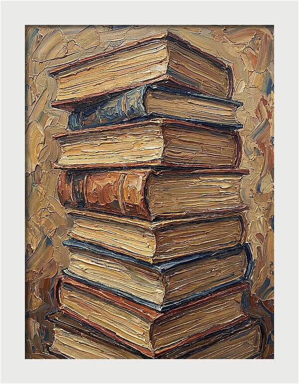 Stacked Books In Texture