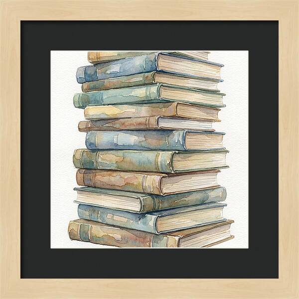 Stacked Books In Watercolor