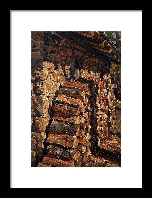 Stacked Firewood Beside Cabin Wall