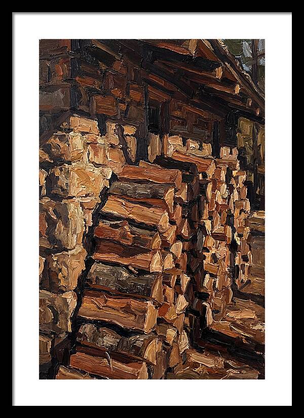Stacked Firewood Beside Cabin Wall