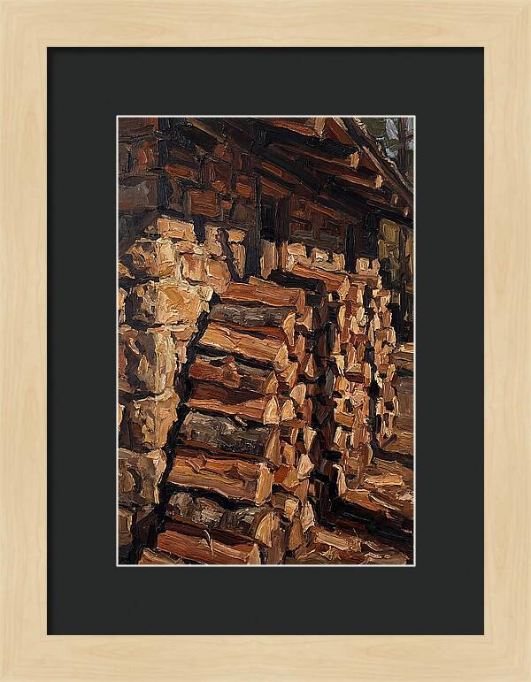 Stacked Firewood Beside Cabin Wall