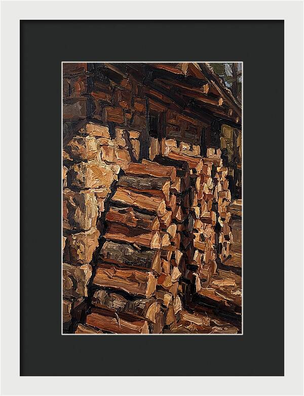 Stacked Firewood Beside Cabin Wall