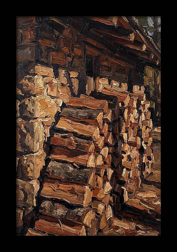 Stacked Firewood Beside Cabin Wall