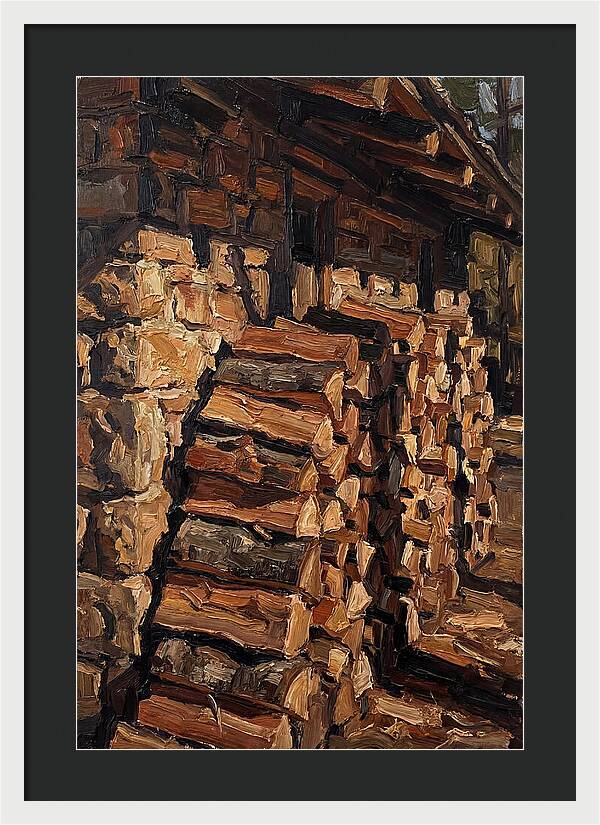 Stacked Firewood Beside Cabin Wall