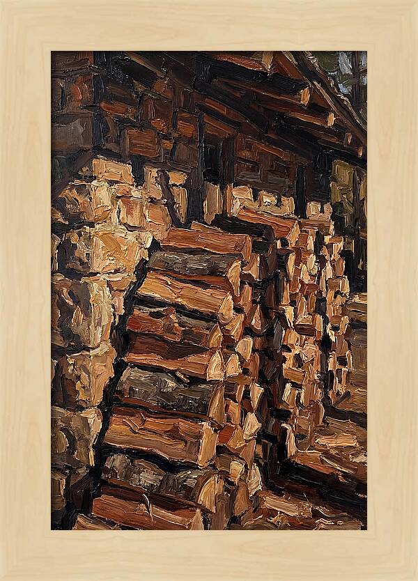 Stacked Firewood Beside Cabin Wall