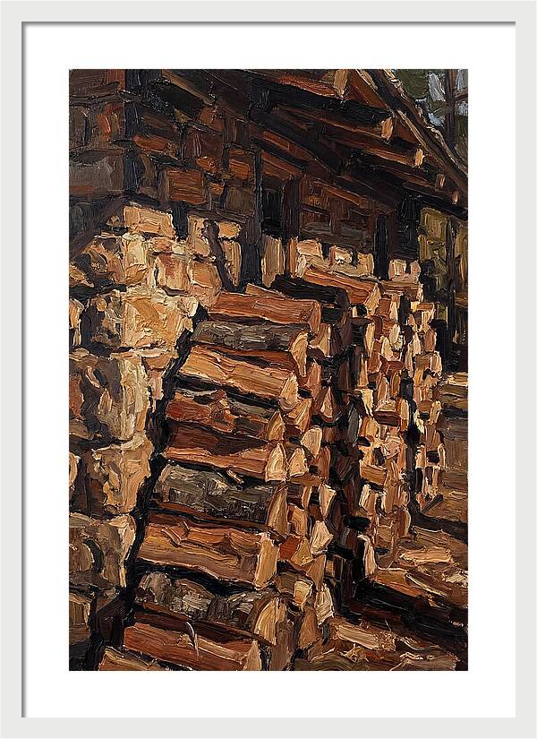 Stacked Firewood Beside Cabin Wall