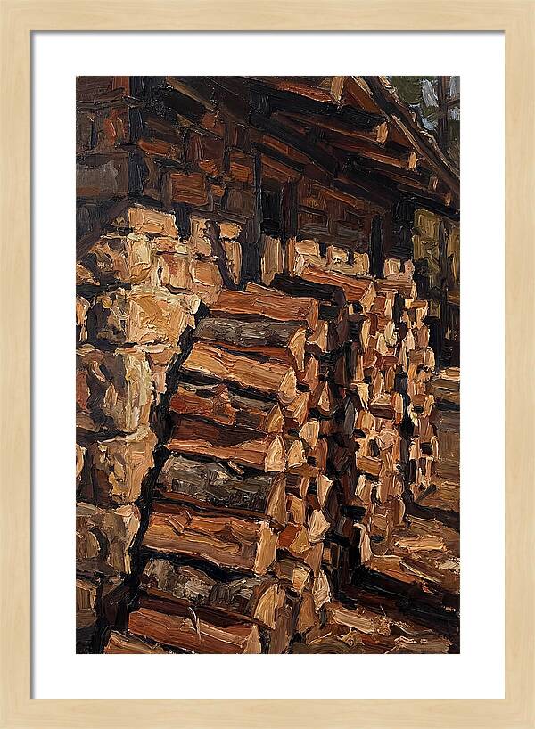 Stacked Firewood Beside Cabin Wall