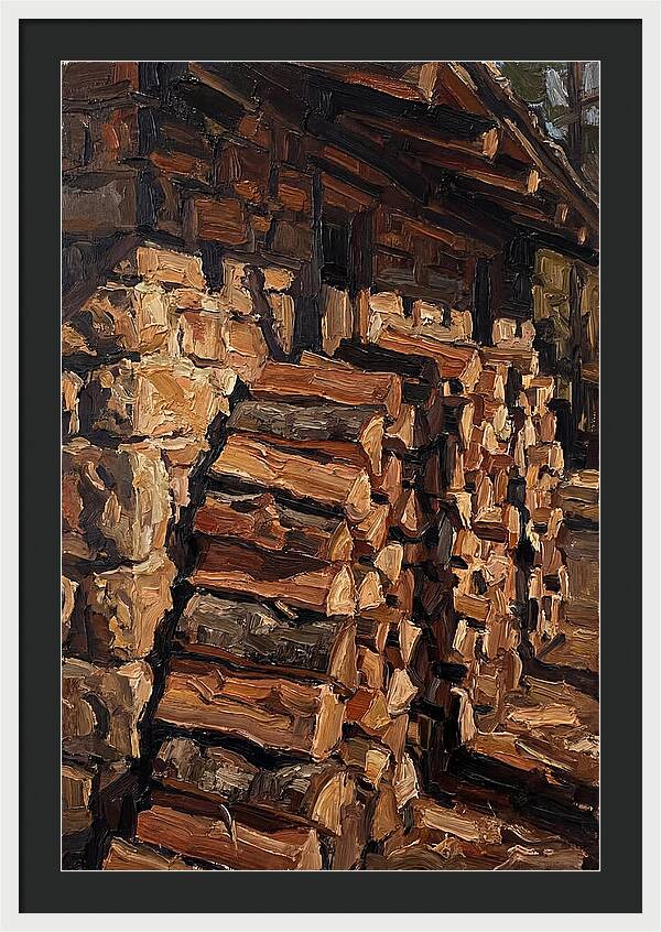Stacked Firewood Beside Cabin Wall