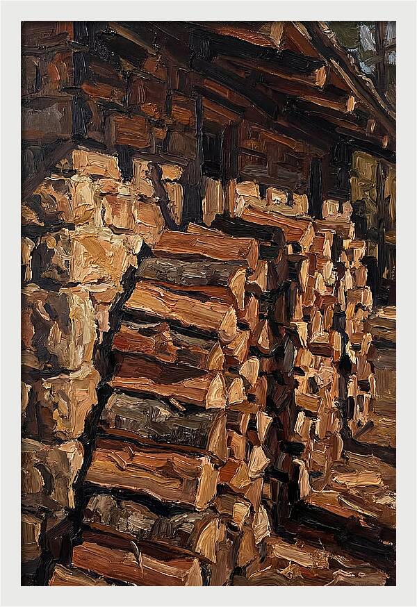 Stacked Firewood Beside Cabin Wall