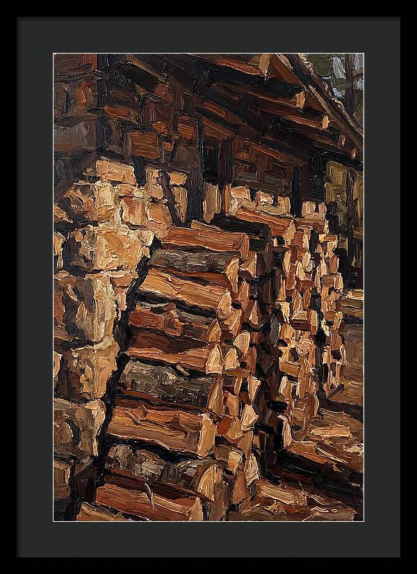 Stacked Firewood Beside Cabin Wall