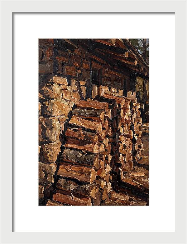 Stacked Firewood Beside Cabin Wall