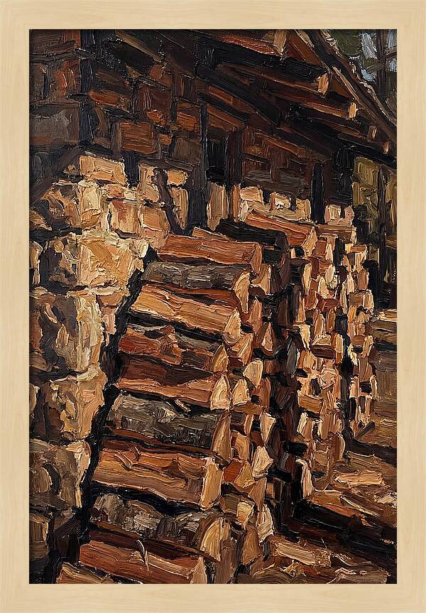 Stacked Firewood Beside Cabin Wall