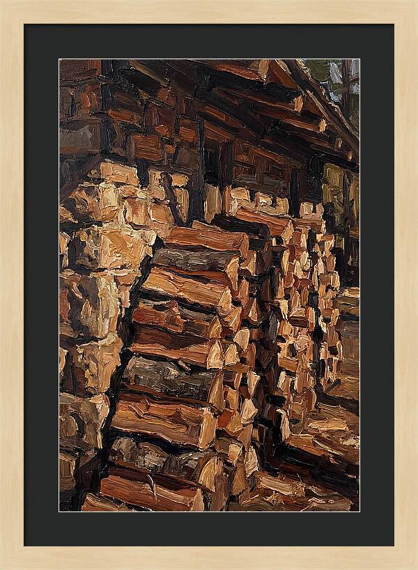 Stacked Firewood Beside Cabin Wall