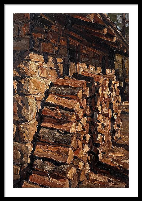 Stacked Firewood Beside Cabin Wall