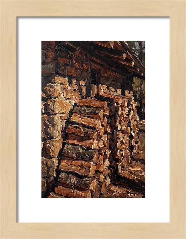 Stacked Firewood Beside Cabin Wall