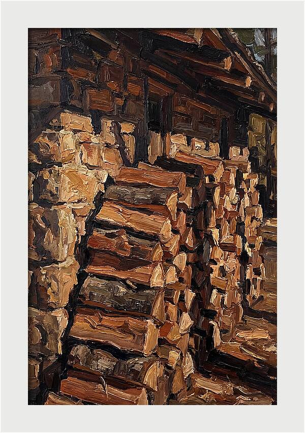 Stacked Firewood Beside Cabin Wall