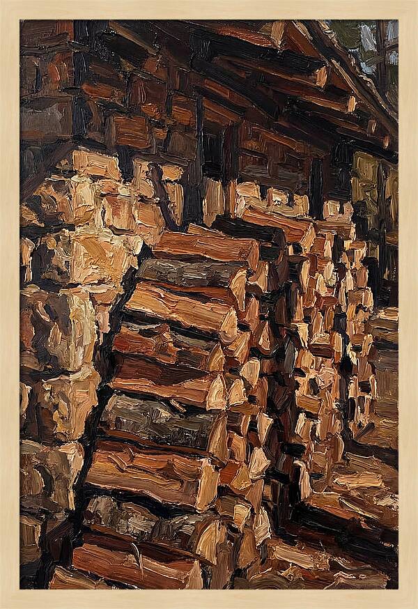 Stacked Firewood Beside Cabin Wall
