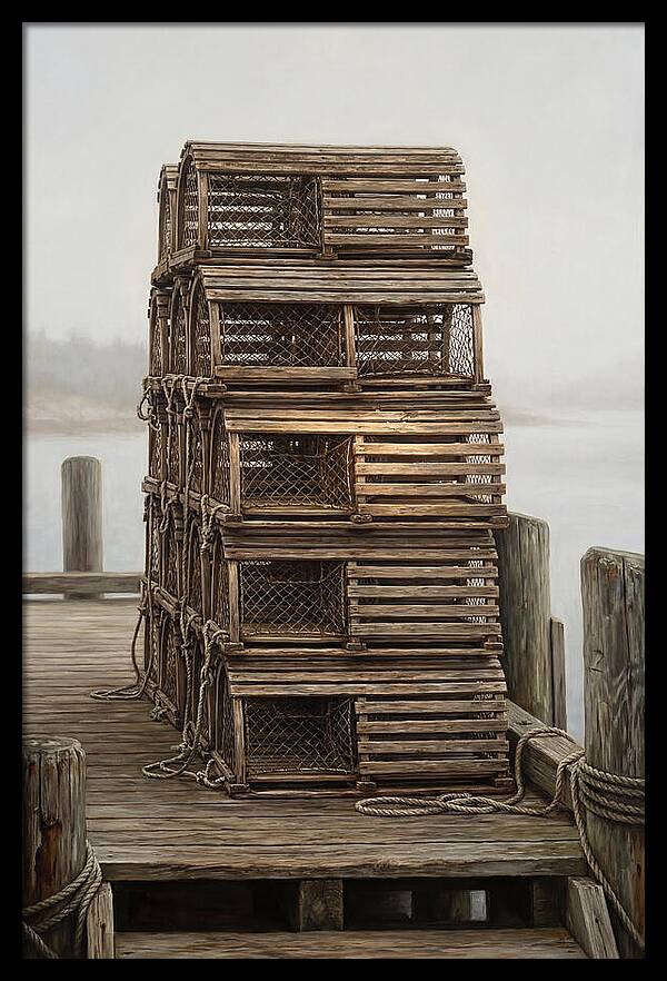 Stacked Wooden Lobster Traps