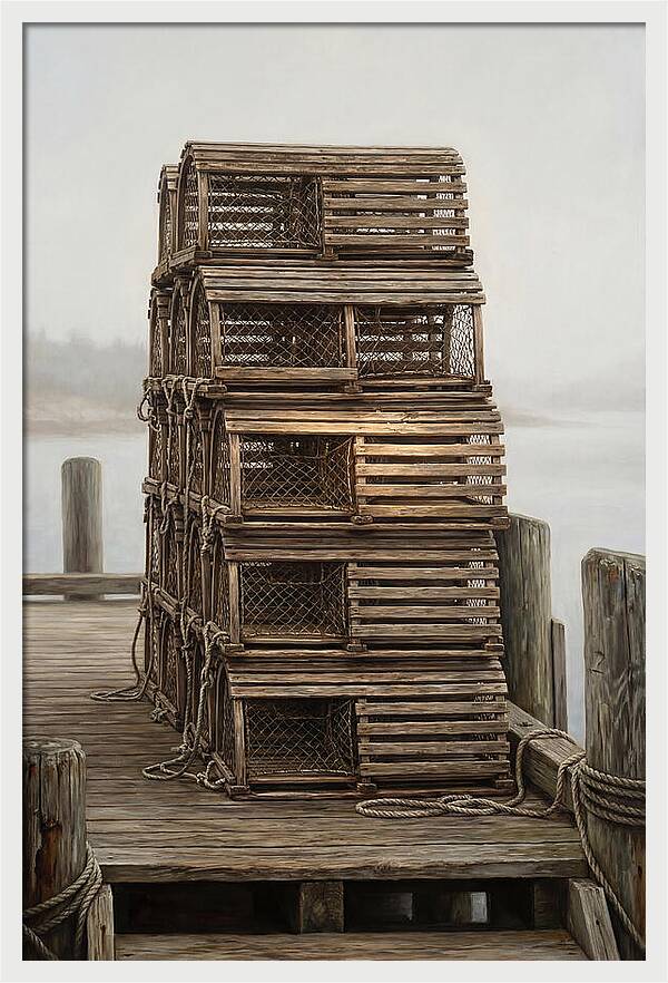 Stacked Wooden Lobster Traps
