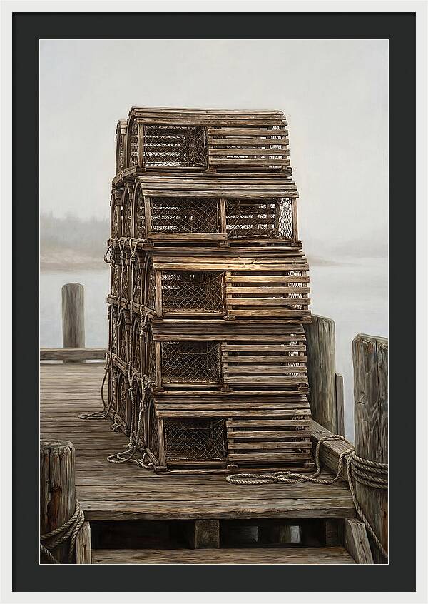 Stacked Wooden Lobster Traps