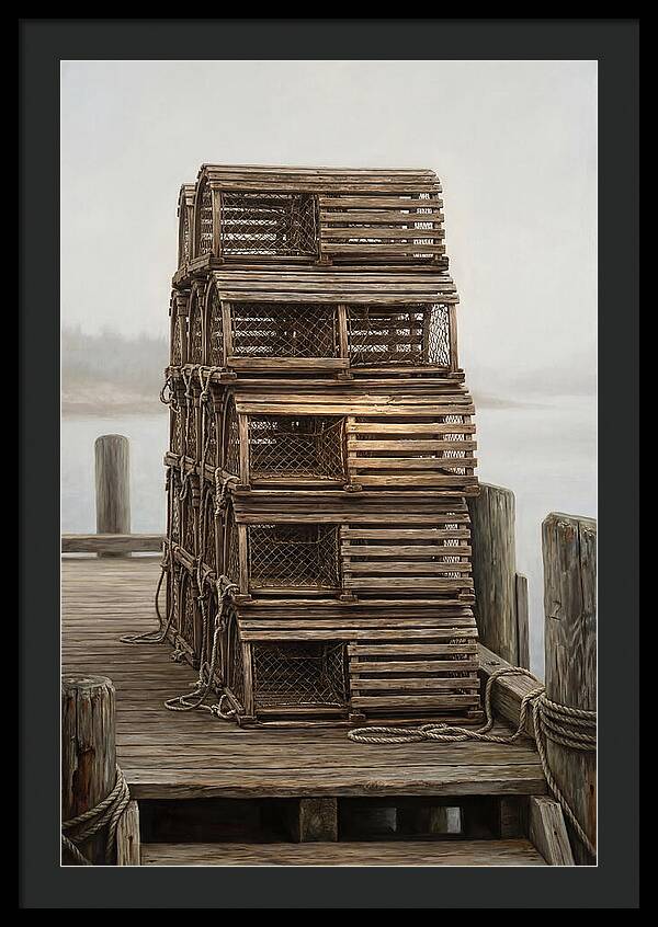 Stacked Wooden Lobster Traps