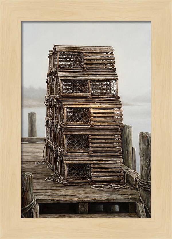 Stacked Wooden Lobster Traps