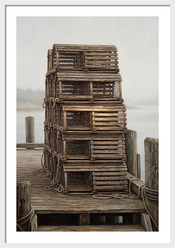 Stacked Wooden Lobster Traps