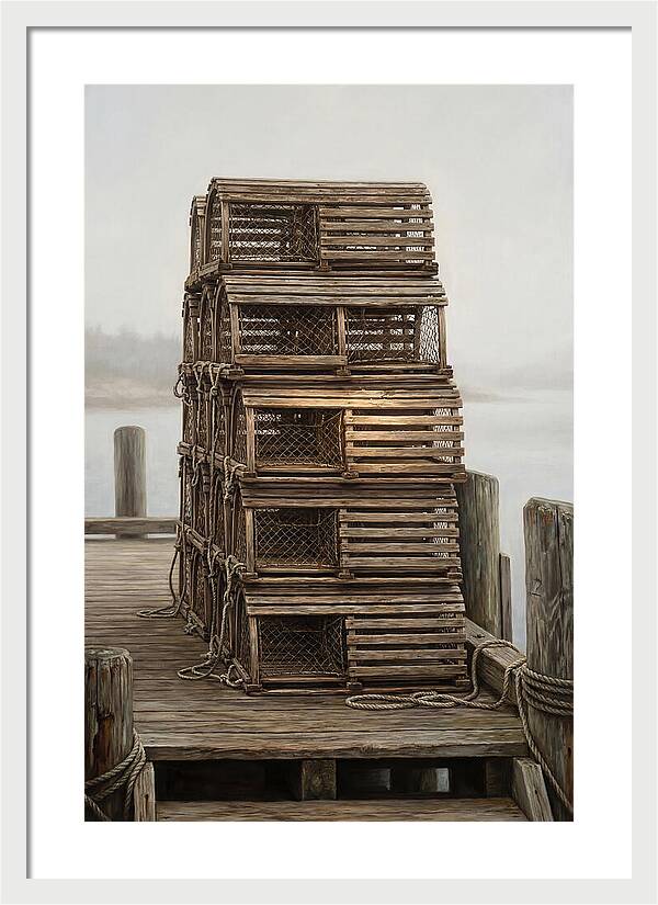 Stacked Wooden Lobster Traps