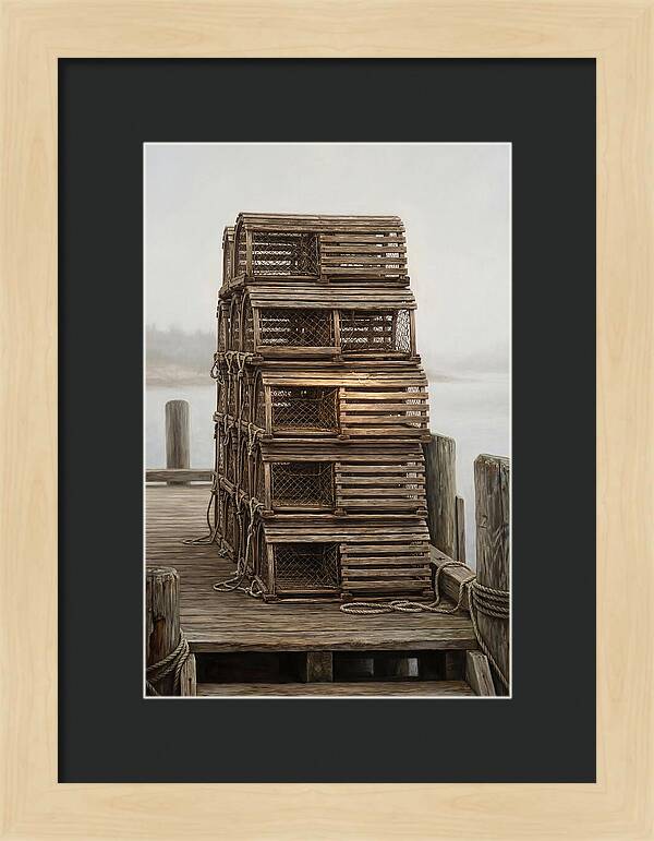 Stacked Wooden Lobster Traps