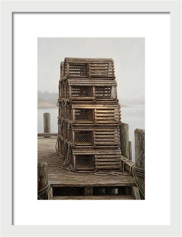 Stacked Wooden Lobster Traps