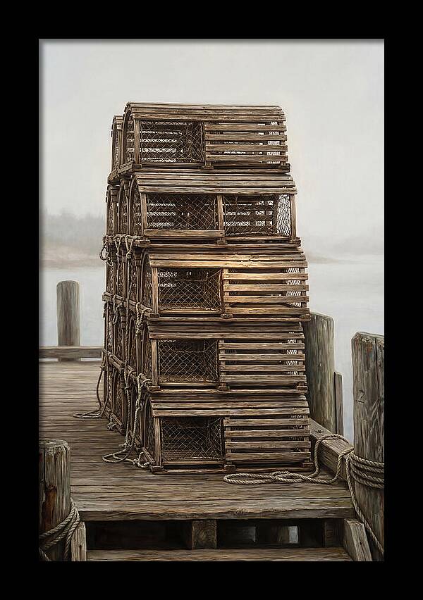 Stacked Wooden Lobster Traps