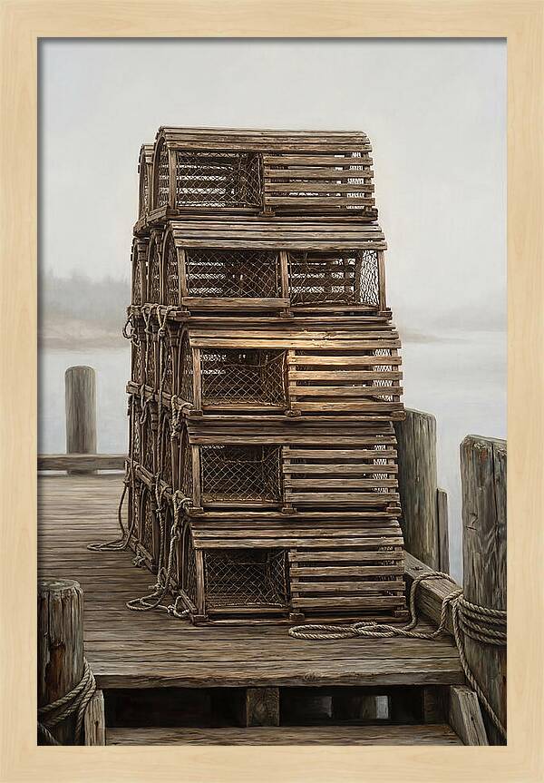Stacked Wooden Lobster Traps