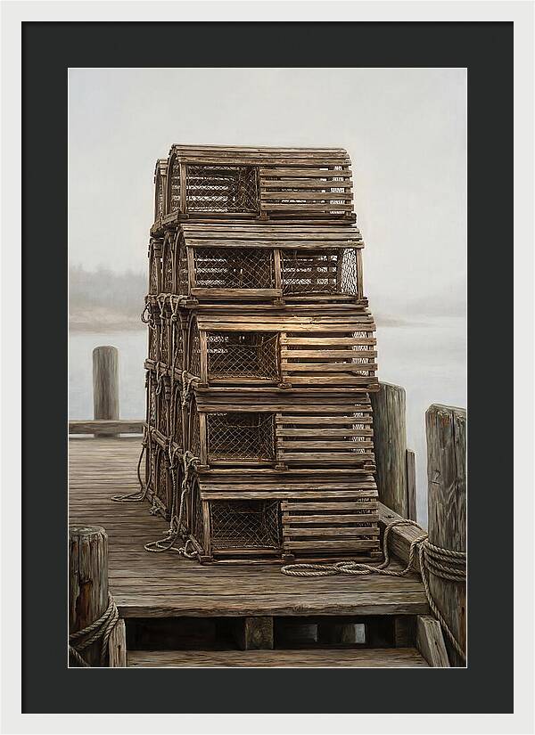Stacked Wooden Lobster Traps