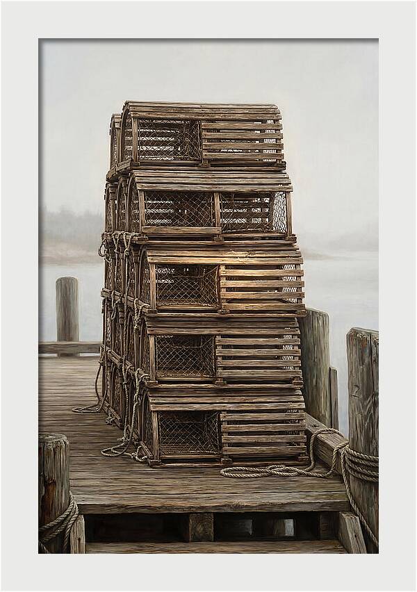 Stacked Wooden Lobster Traps
