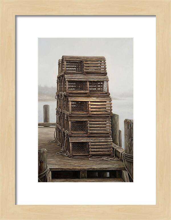 Stacked Wooden Lobster Traps
