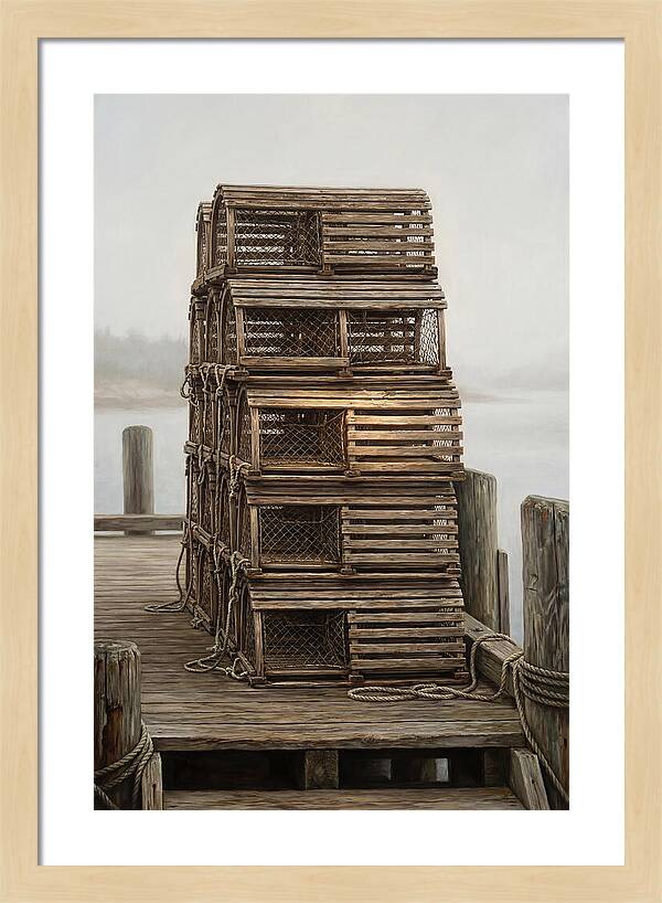 Stacked Wooden Lobster Traps